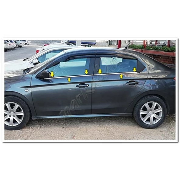 Citroen C-Elysee Krom Cam Çıtası 2012-2024 4 Parça Paslanmaz Çelik