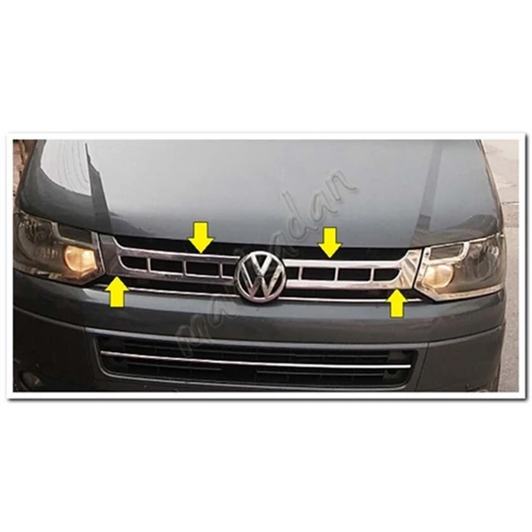 DB Chrome VW T5 Transporter Ön Panjur Nikelajı 2010-2014 2 Parça P.Çelik - Resim 3