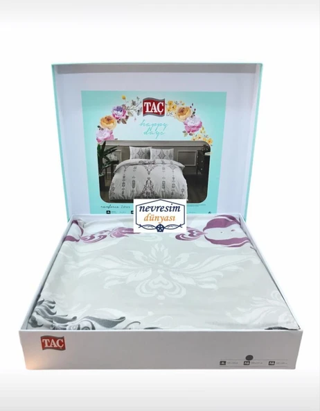 Taç Ranforce Tek Kişilik Nevresim Takımı Zahara Bordo - Resim 2