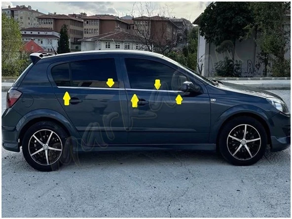 Markadan Opel Astra H HB Krom Cam Çıtası 2004-2013 4 Parça Paslanmaz Çelik - Resim 2