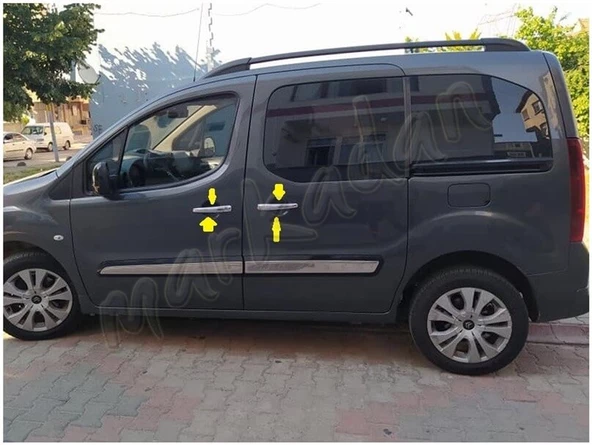Markadan Citroen Berlingo Krom Kapı Kolu 2008-2018 4 Kapı Paslanmaz Çelik - 3