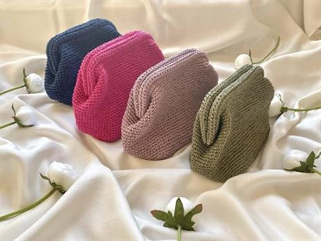 Sage Green Straw Clutch Çanta - 5