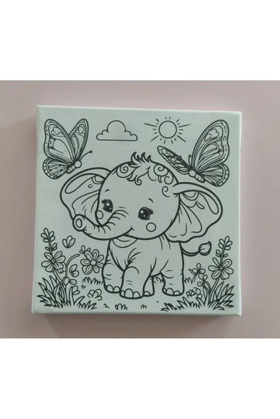 dudu ahşap 20x20 Resimli Tuval Çocuk Boyama Seti- Sevimli Tavşan 3 Akrilik Boya+ 1 Fırça ile birlikte - 2