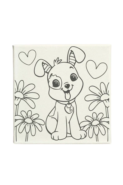 dudu ahşap OKUL Etkinliği -2'li Tuval Boyama Seti. 20x20 Cm Uv Baskı 6 Akrilik Boya 1 Fırça-model-51 - 3