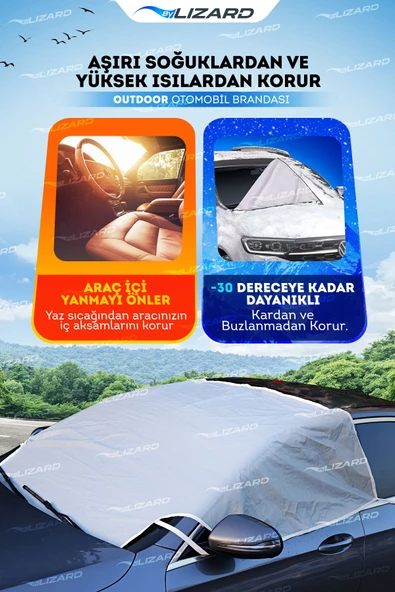ByLizard Buzlanma Önleyici Araba Cam Üstü Kar Örtüsü Su Geçirmez Ön Ve Yan Cam Koruma - 2