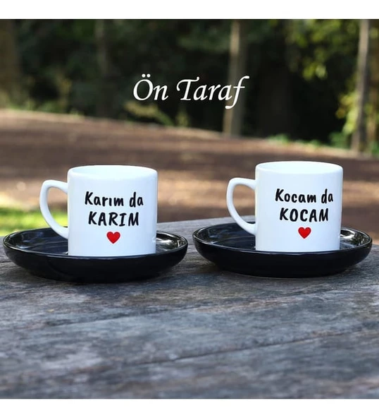 Kocam da Kocam - Karım da Karım Tasarımlı ve İsme Özel 2'li Türk Kahvesi Fincan Takımı