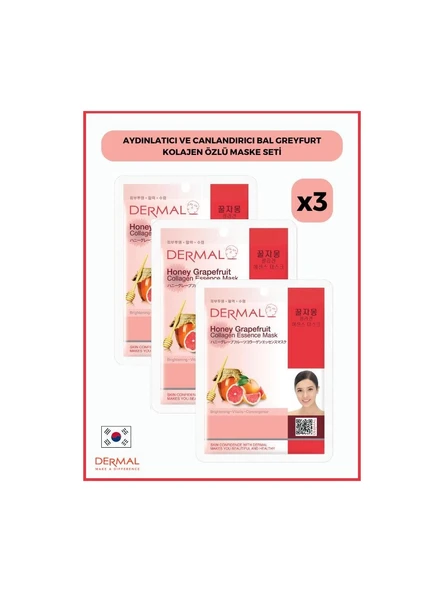 Dermal Aydınlatıcı Ve Canlandırıcı Bal Greyfurt Kolajen Özlü Maske 23 Gr 3 Adet ürün görseli