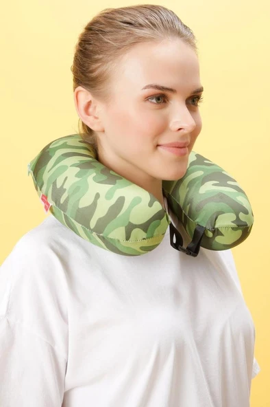 Colorful Ortopedik Seyahat Yastığı Visco Boyun Destekli Seyahat Yastığı - Kamuflaj | Ergo travel