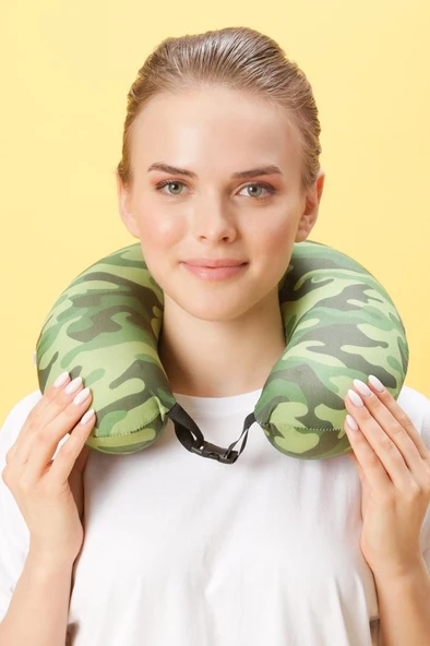 Colorful Ortopedik Seyahat Yastığı Visco Boyun Destekli Seyahat Yastığı - Kamuflaj | Ergo travel - 2