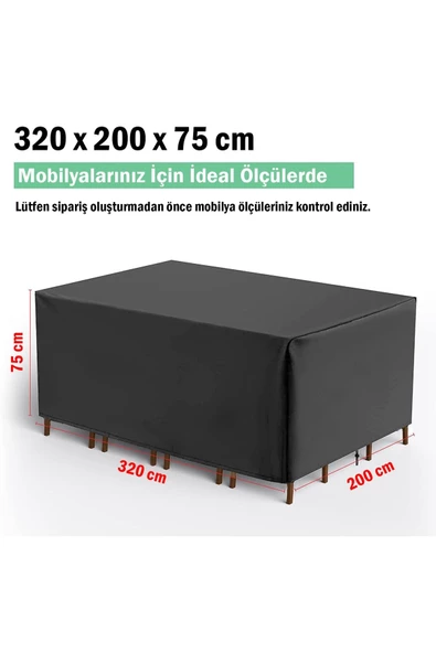ByLizard Bahçe Mobilya Koruma Örtüsü Branda 320x200x75 Cm Su Geçirmez - 5