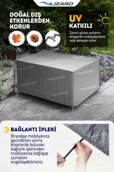 ByLizard Bahçe Mobilya Koruma Örtüsü Branda 260x150x75 Cm Su Geçirmez - 4