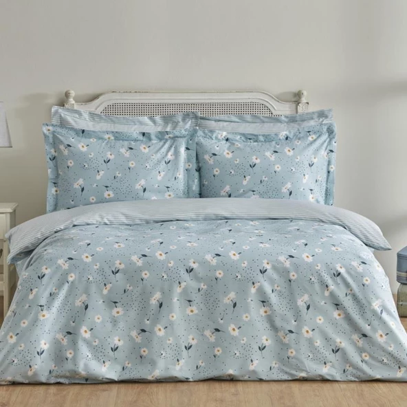 Karaca Home Daisy Mint %100 Pamuk Çift Kişilik Nevresim Takımı