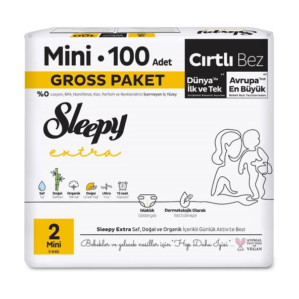 Sleepy Extra Günlük Aktivite Gross Paket Bebek Bezi 2 Numara Mini 100 Adet - Resim 2