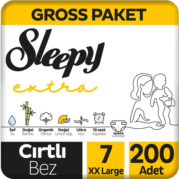 Sleepy Extra Günlük Aktivite Gross Paket Bebek Bezi 7 Numara Xxlarge 200 Adet