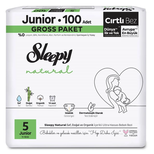 Sleepy Natural Gross Paket Bebek Bezi 5 Numara Junior 100 Adet - Resim 2