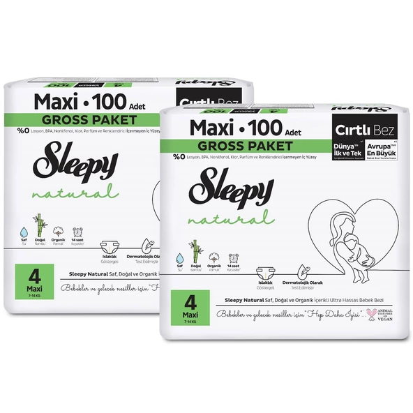 Sleepy Natural Gross Paket Bebek Bezi 4 Numara Maxi 200 Adet - Resim 3