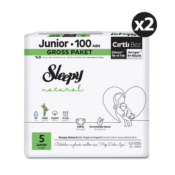 Sleepy Natural Gross Paket Bebek Bezi 5 Numara Junior 200 Adet - 2