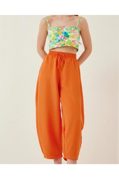 Belden Lastikli Ayrobin Şalvar Pantolon - 2