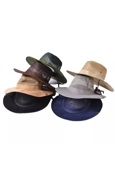 Snap Düğmeli Yürüyüş Ve Avcılık Panama Şapkası ( Fileli) ( Unisex ) - 5