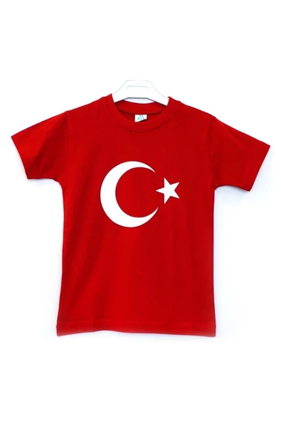 Kısa Kollu Bayrak Baskılı T-shirt