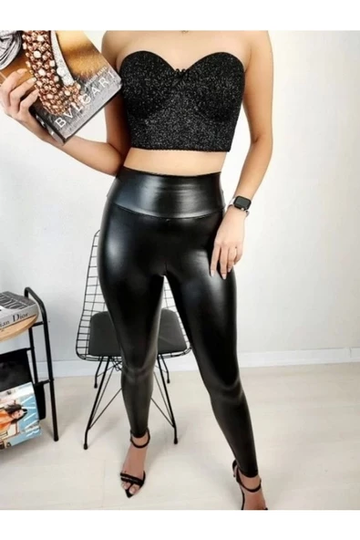 Vogsing 575 Deri Yüksek Bel Tayt - 2