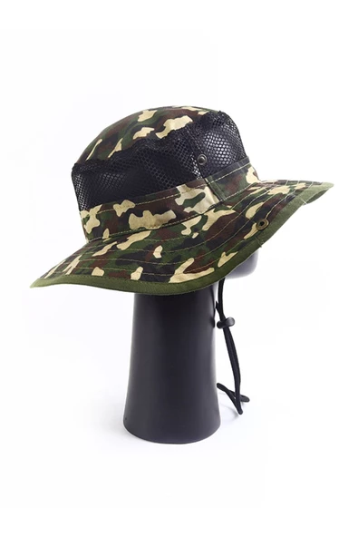 Geniş Kenarlı Güneşten Koruyucu Çıtçıtlı Safari Şapka - 4