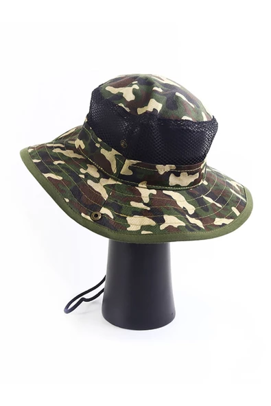 Geniş Kenarlı Güneşten Koruyucu Çıtçıtlı Safari Şapka - 5