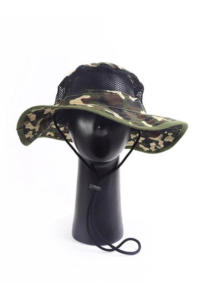 Geniş Kenarlı Güneşten Koruyucu Çıtçıtlı Safari Şapka - 2