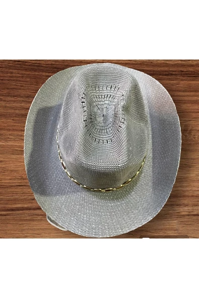 ince bez kovboy fötr delikli şapka ipli yaz unisex kadın erkek yetişkin - 3
