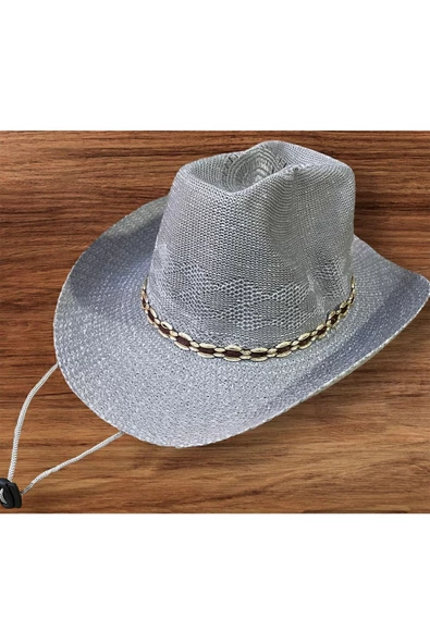 ince bez kovboy fötr delikli şapka ipli yaz unisex kadın erkek yetişkin - 2