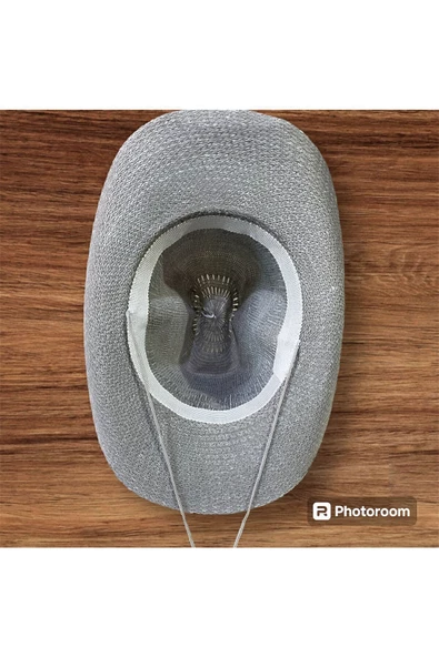 ince bez kovboy fötr delikli şapka ipli yaz unisex kadın erkek yetişkin - 4