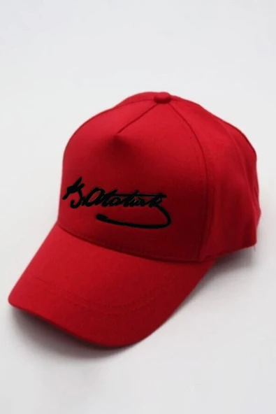 Eck Tekstil Unisex Kırmızı Atatürk Işlemeli Şapka - 3