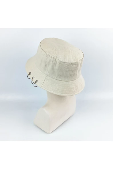 Piercingli Kadın Bucket Balıkçı Şapka - Piercing Krem - 3