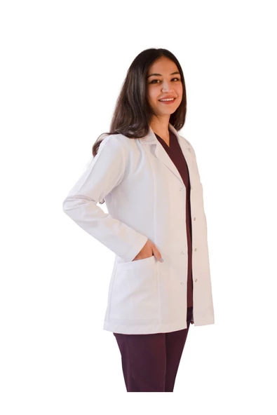 Gömlek Yaka Ceket Boy Beyaz Kadın Doktor Öğretmen Laboratuvar Önlüğü - 2