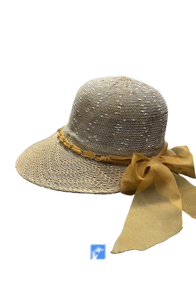 Kadınlar İçin Ay Siperli Güneşliği Geniş Merserize Plaj Şapka   ( 56-58 cm )