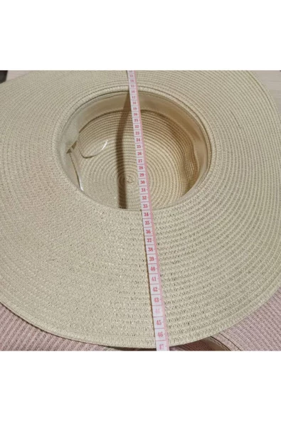 Lüx Hasır Plaj Şapkası , Katlanabilir Geniş Birim ( Çap 47 Cm, Içinde Daraltma Ipi Mevcuttur ) - 5