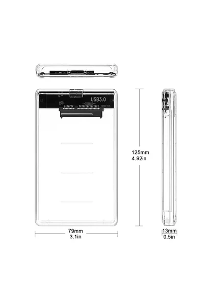 4266 2.5 USB 3.0 SSD Harddisk Şeffaf Taşınabilir HDD Kutusu - 2