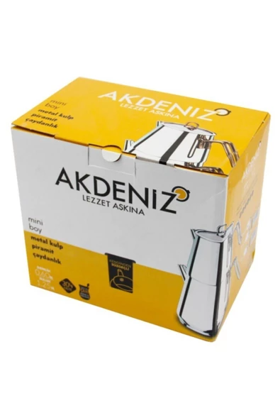 Akdeniz Piramit Elit Mini Boy Metal Kulplu Çelik Çaydanlık Bakır - Resim 2