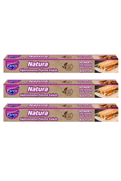 Natura 3 Adet Ağartılmamış Organik Hazır Kesilmiş Pişirme Kağıdı 10'lu