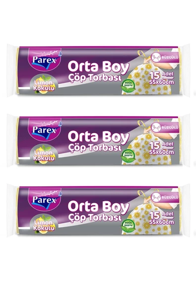 Parex Limon Kokulu Orta Boy Büzgülü Çöp Torbası X 3 Paket