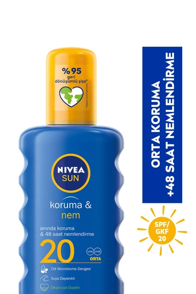 Nivea Sun Güneş Kremi Spf20 Güneş Koruyucu Ve 48 Nemlendirici 200 ml Sprey,anında Uva Uvb Koruması ürün görseli 1