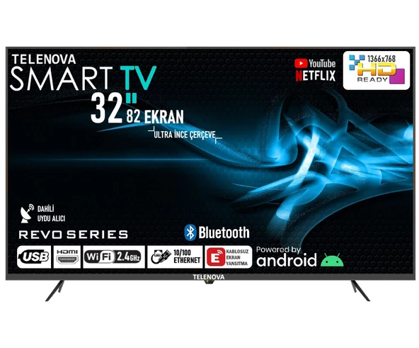 Telenova 32FS1202  32" 82 Ekran Uydu Alıcılı HD Android Smart LED TV