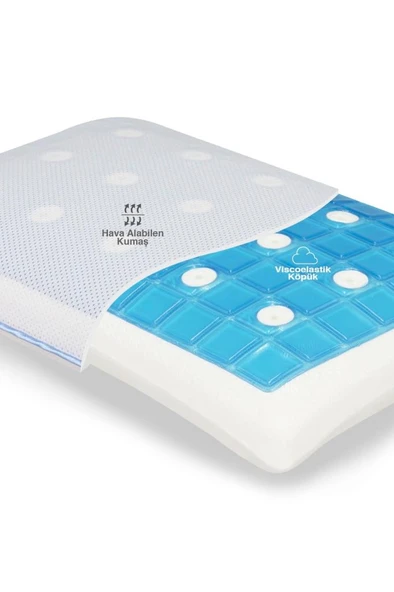 Viscofoam Terletmeyen Hava Kanallı Ortopedik Bebek Yastığı Jelli Hava Kanallı Visco Bebek Yastığı - 6