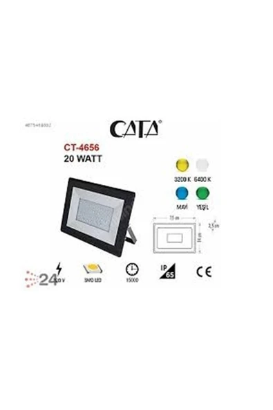 Cata Ct-4656 Slim Led Projektör 20 W Beyaz Işık 6400k - 3
