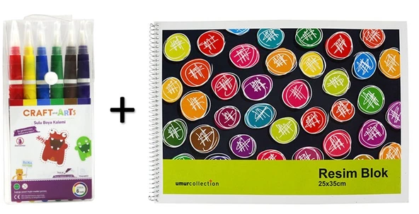 UMİX Craft And Arts Suluboya Kalemi 6 Renk+Spr. Resim Defteri - 2