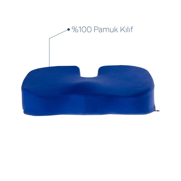 Ortopedik Oturma Minderi Hemeroid Basur Kuyruk Sokumu Coccyx Oturma Minderi Visco Minder Saks Mavisi - 5