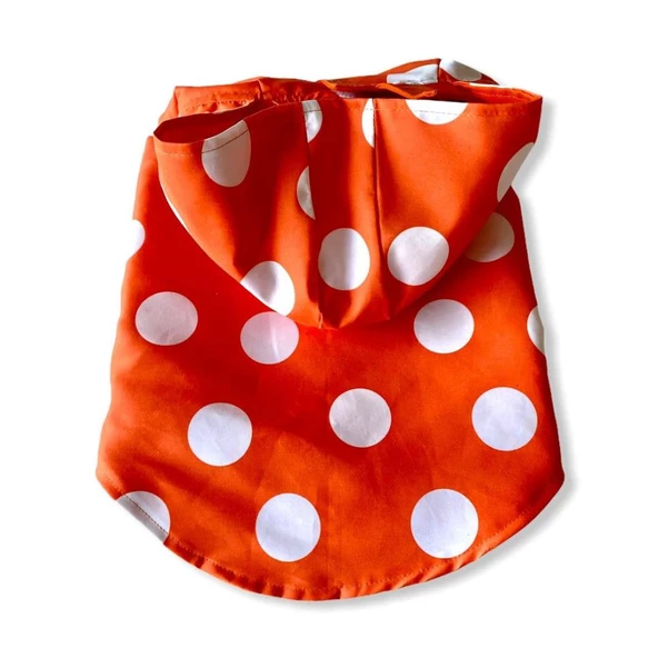 Mega Dots Orange Yağmurluk Kapşonlu  Köpek Yağmurluğu - 8