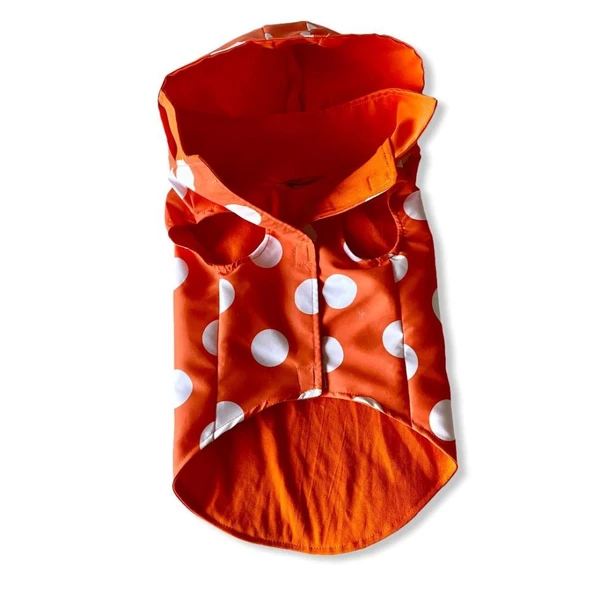 Mega Dots Orange Yağmurluk Kapşonlu  Köpek Yağmurluğu - 7