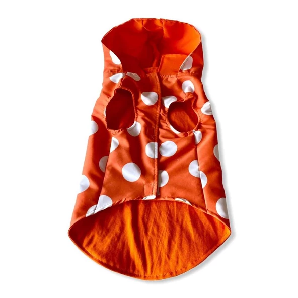 Mega Dots Orange Yağmurluk Kapşonlu  Köpek Yağmurluğu - 6