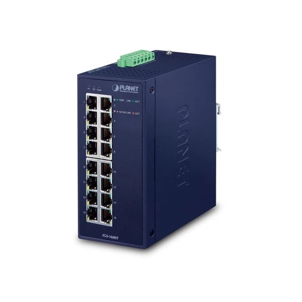 Planet PL-IGS-1600T 16 Port Endüstriyel Tip Yönetilemeyen Switch